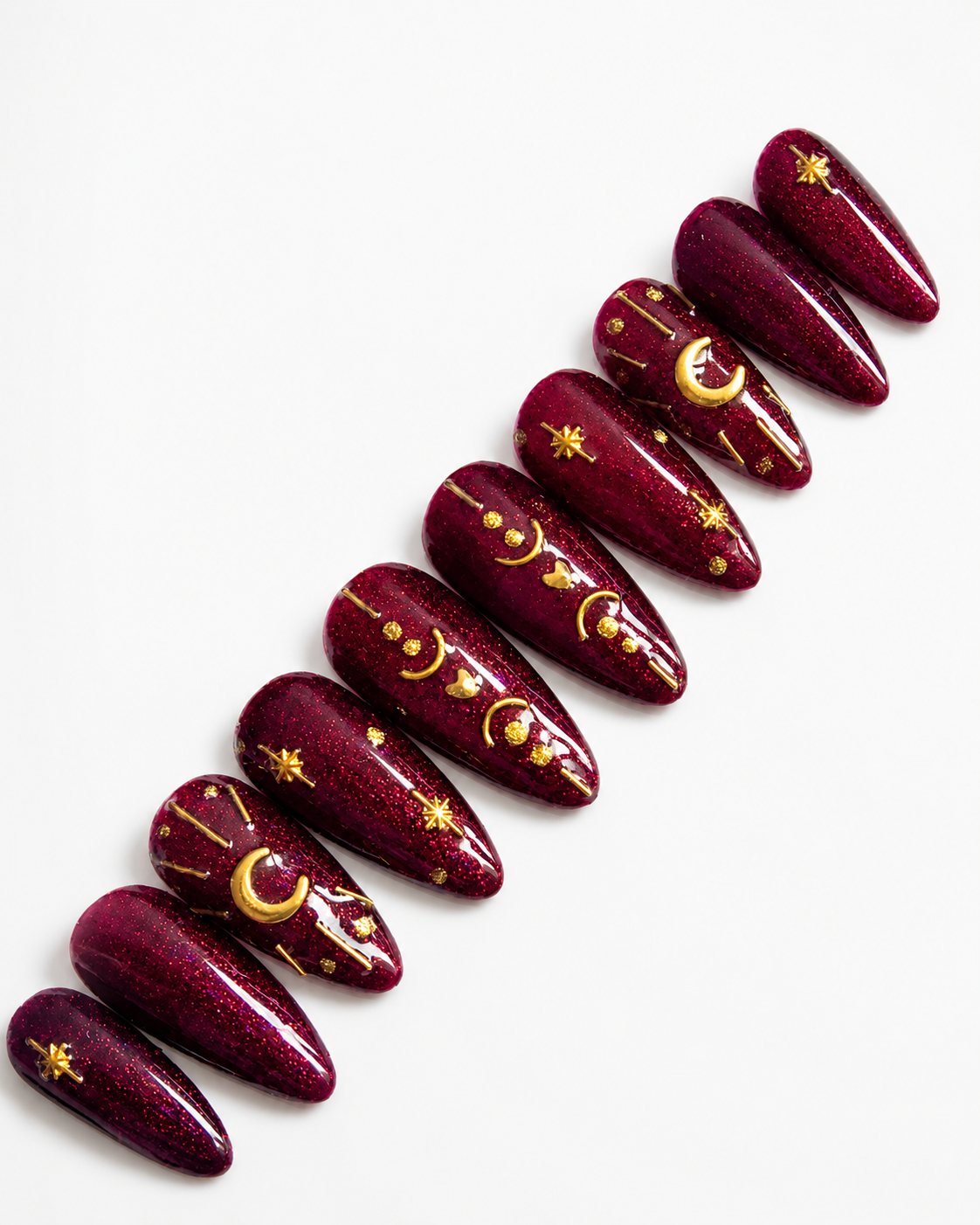 Press on nails Aura Mystique faits main réutilisables