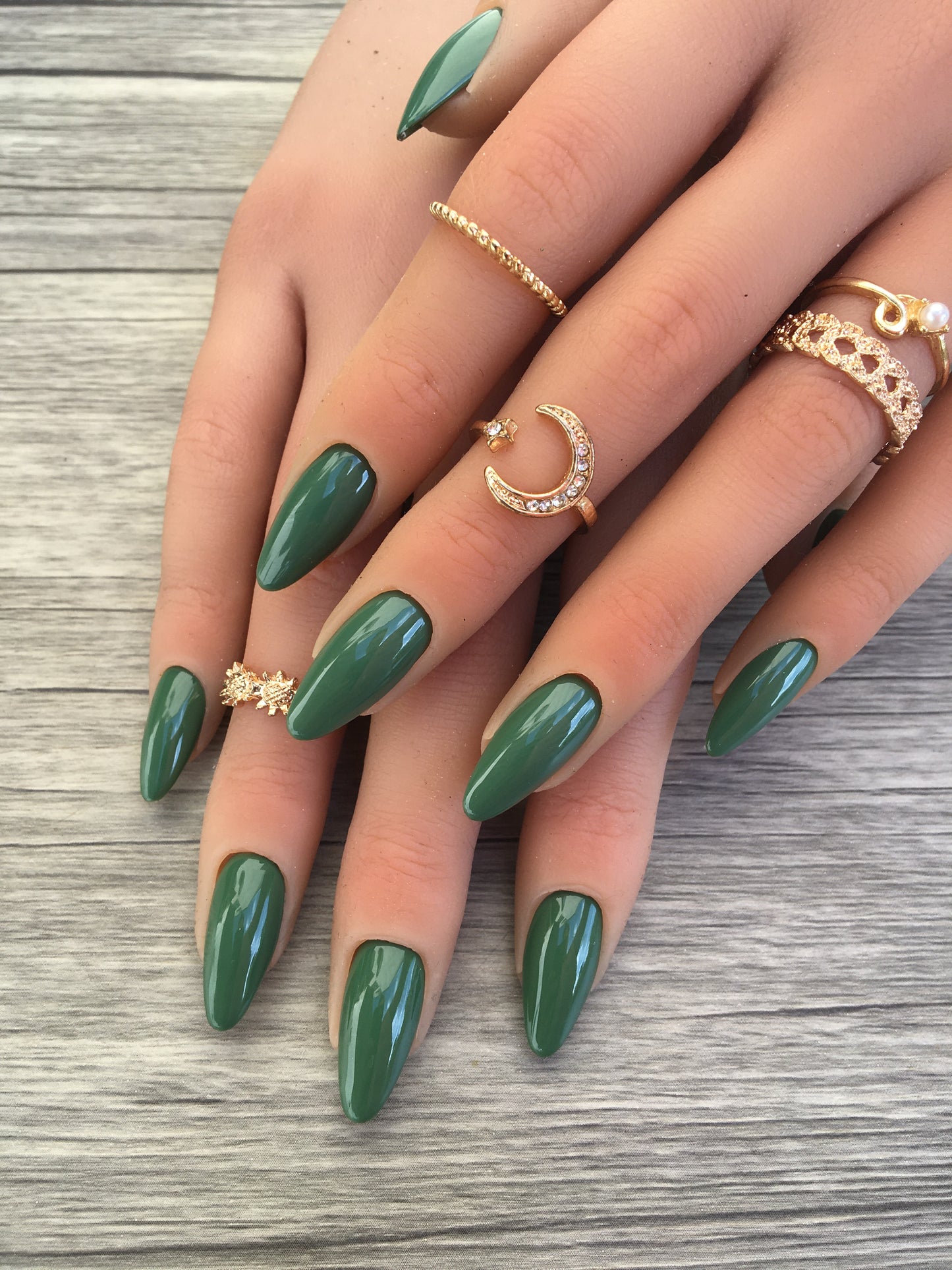 Press on nails Basilic Chic faits main réutilisables