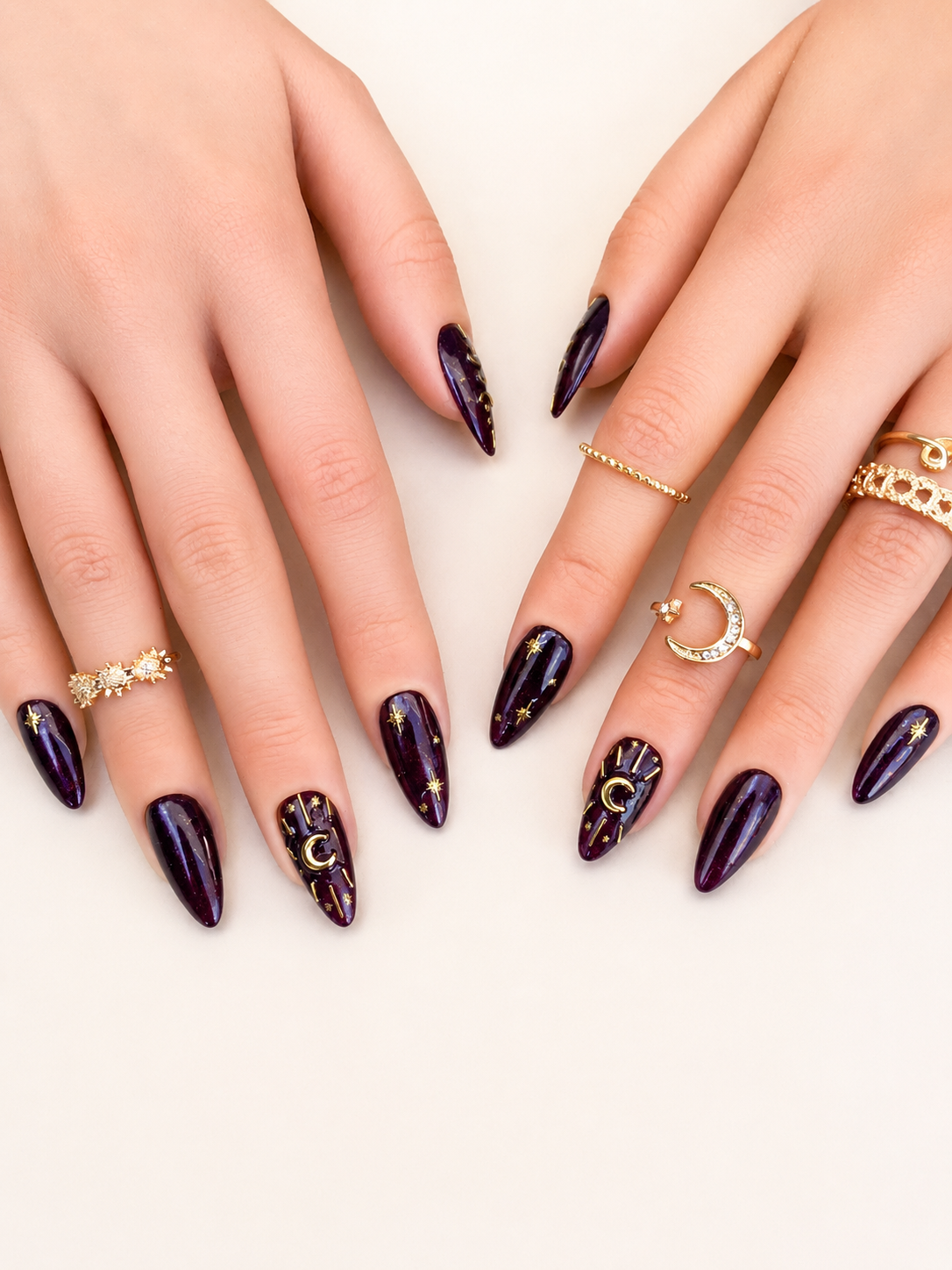 Press on nails Aura Mystique faits main réutilisables