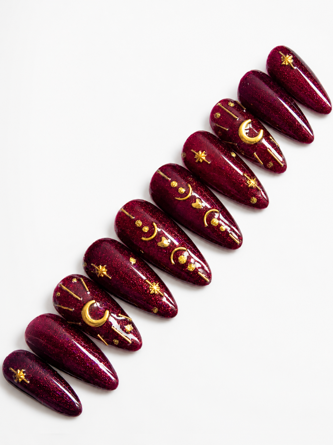 Press on nails Aura Mystique faits main réutilisables