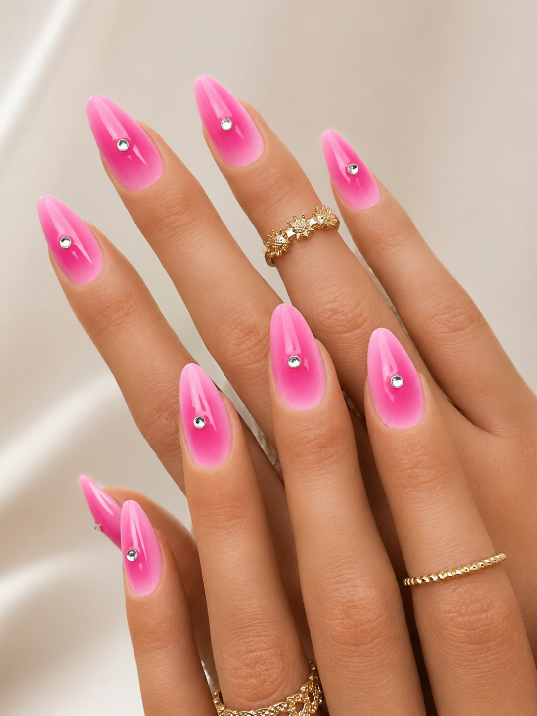 Press on nails Aura Rose faits main réutilisables