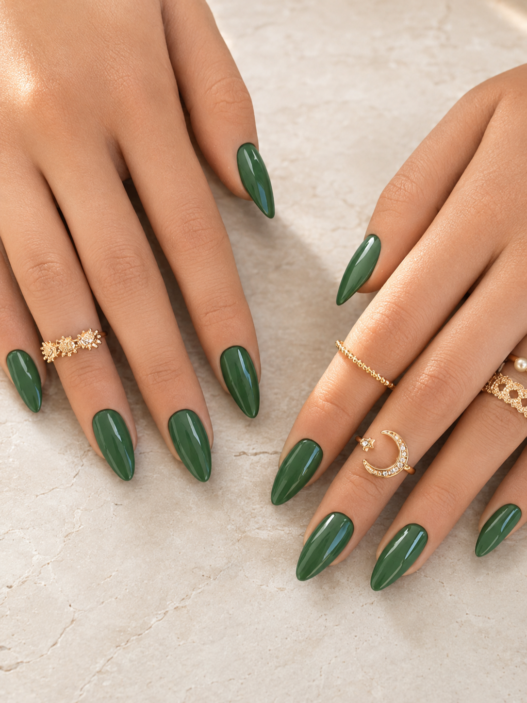 Press on nails Basilic Chic faits main réutilisables