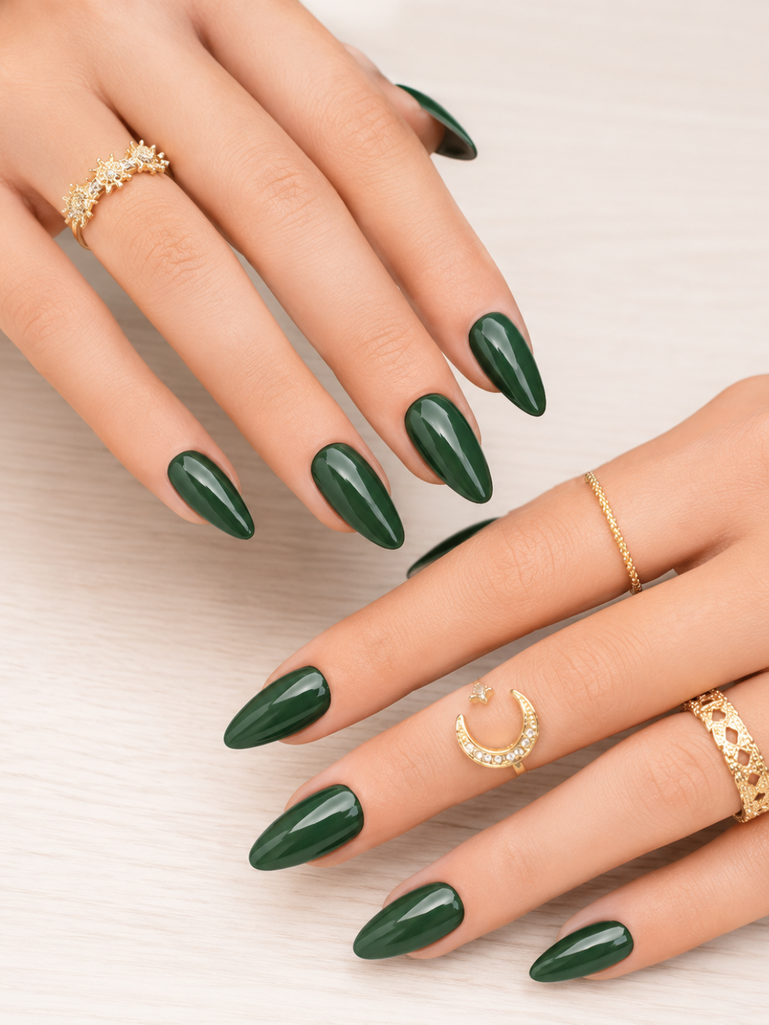 Press on nails Basilic Chic faits main réutilisables