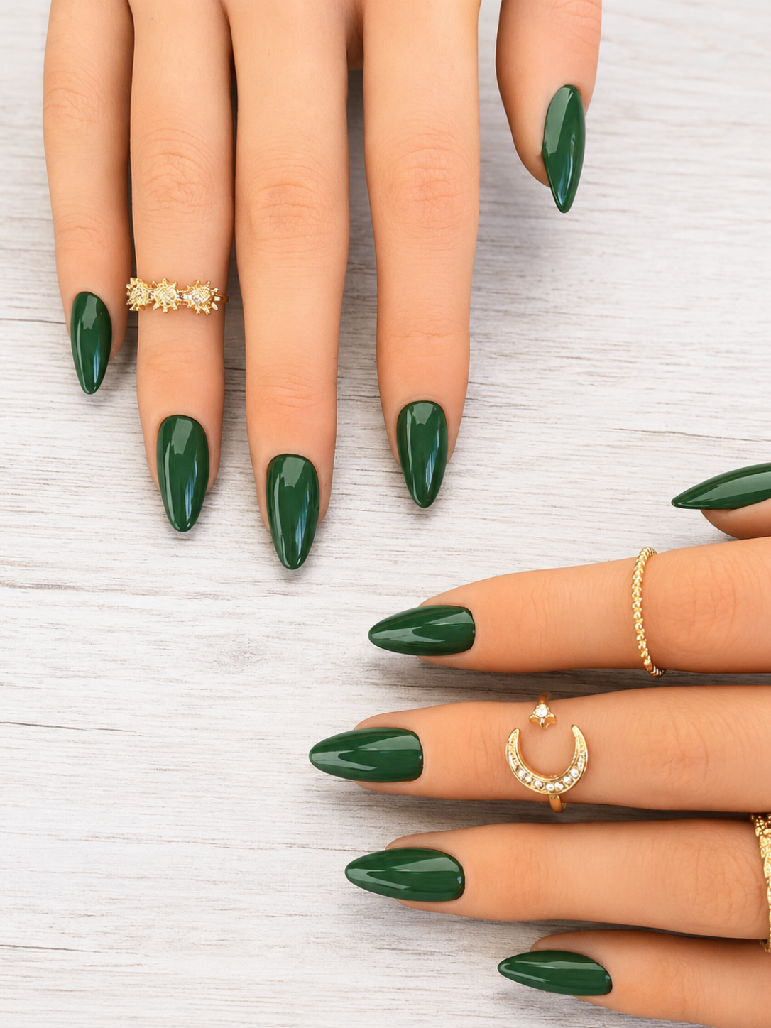 Press on nails Basilic Chic faits main réutilisables