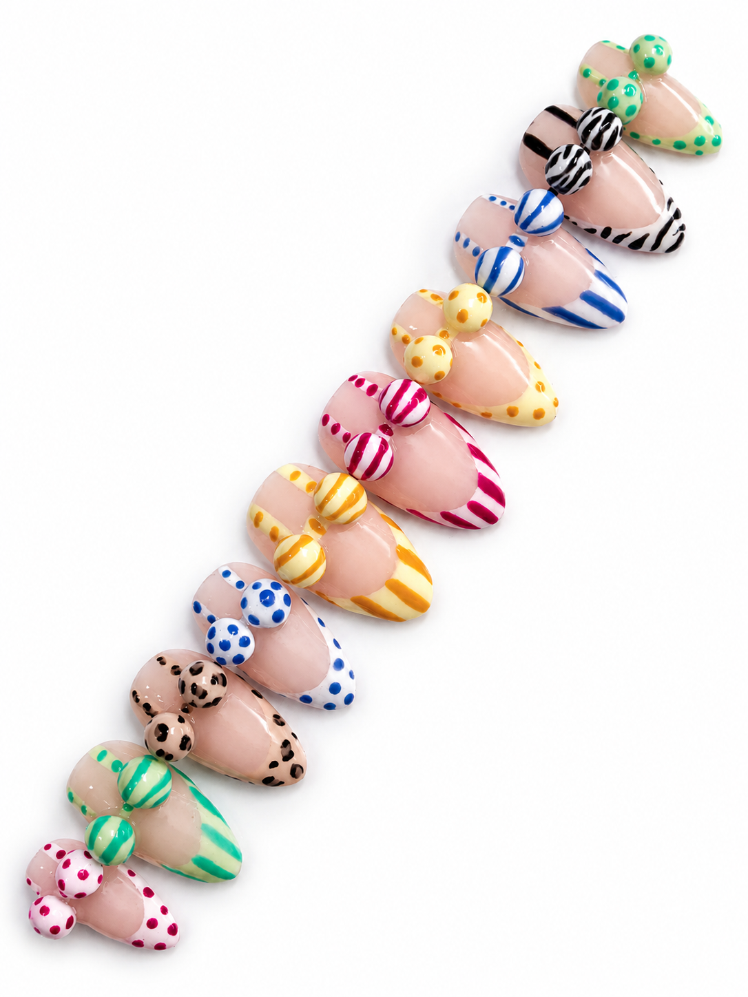 Press on nails Bikini Time faits main réutilisables
