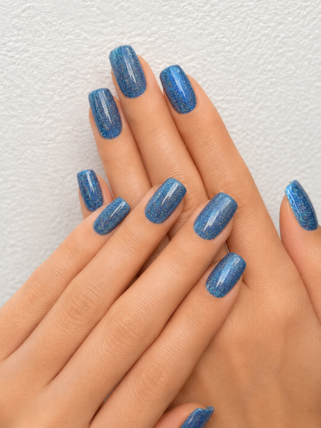 Press on nails Bleu Infini faits main réutilisables