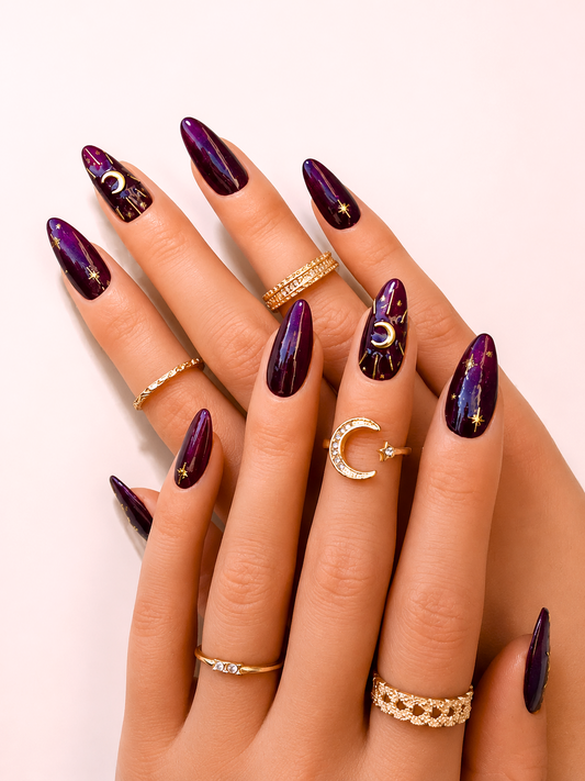 Press on nails Aura Mystique faits main réutilisables