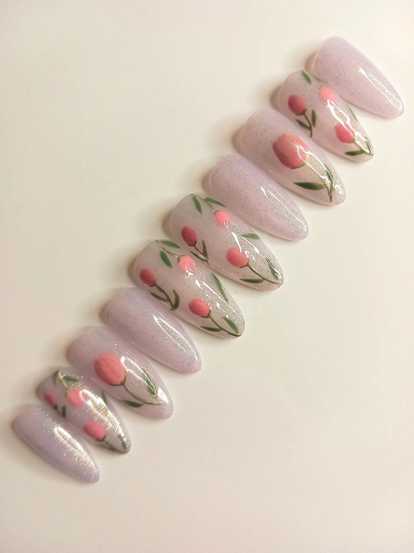 Press on nails Jardin Secret faits main réutilisables