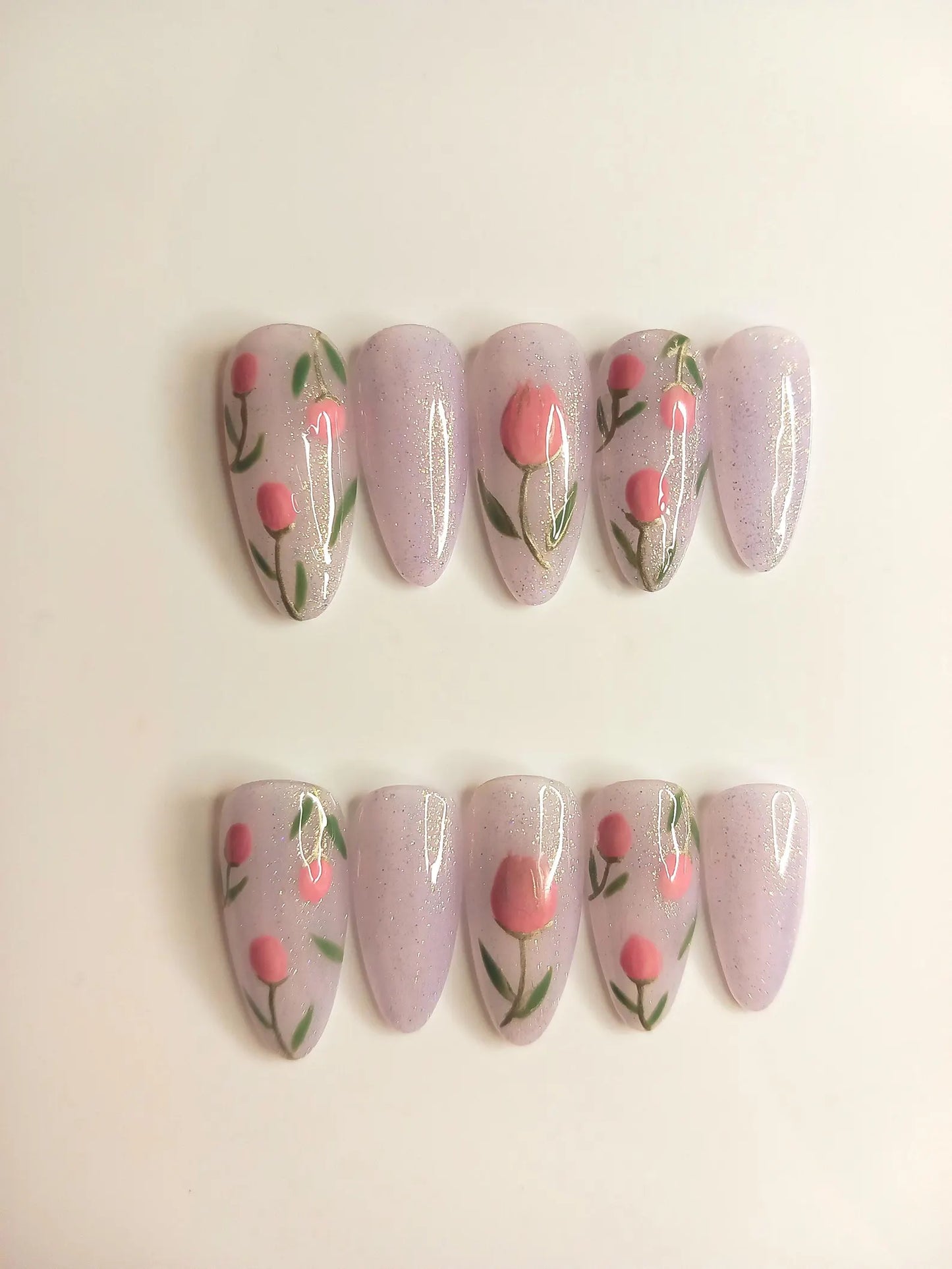 Press on nails Jardin Secret faits main réutilisables