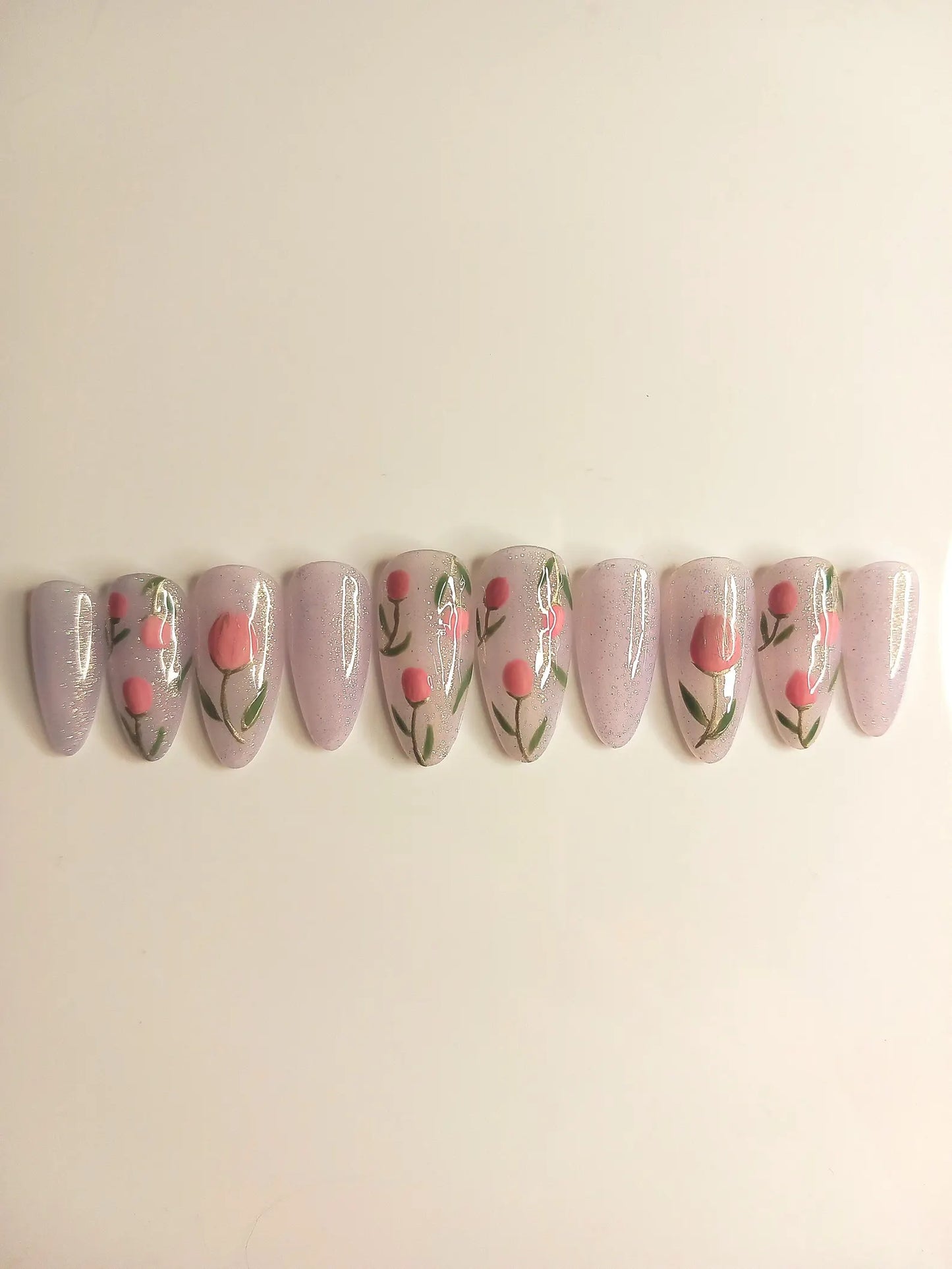 Press on nails Jardin Secret faits main réutilisables