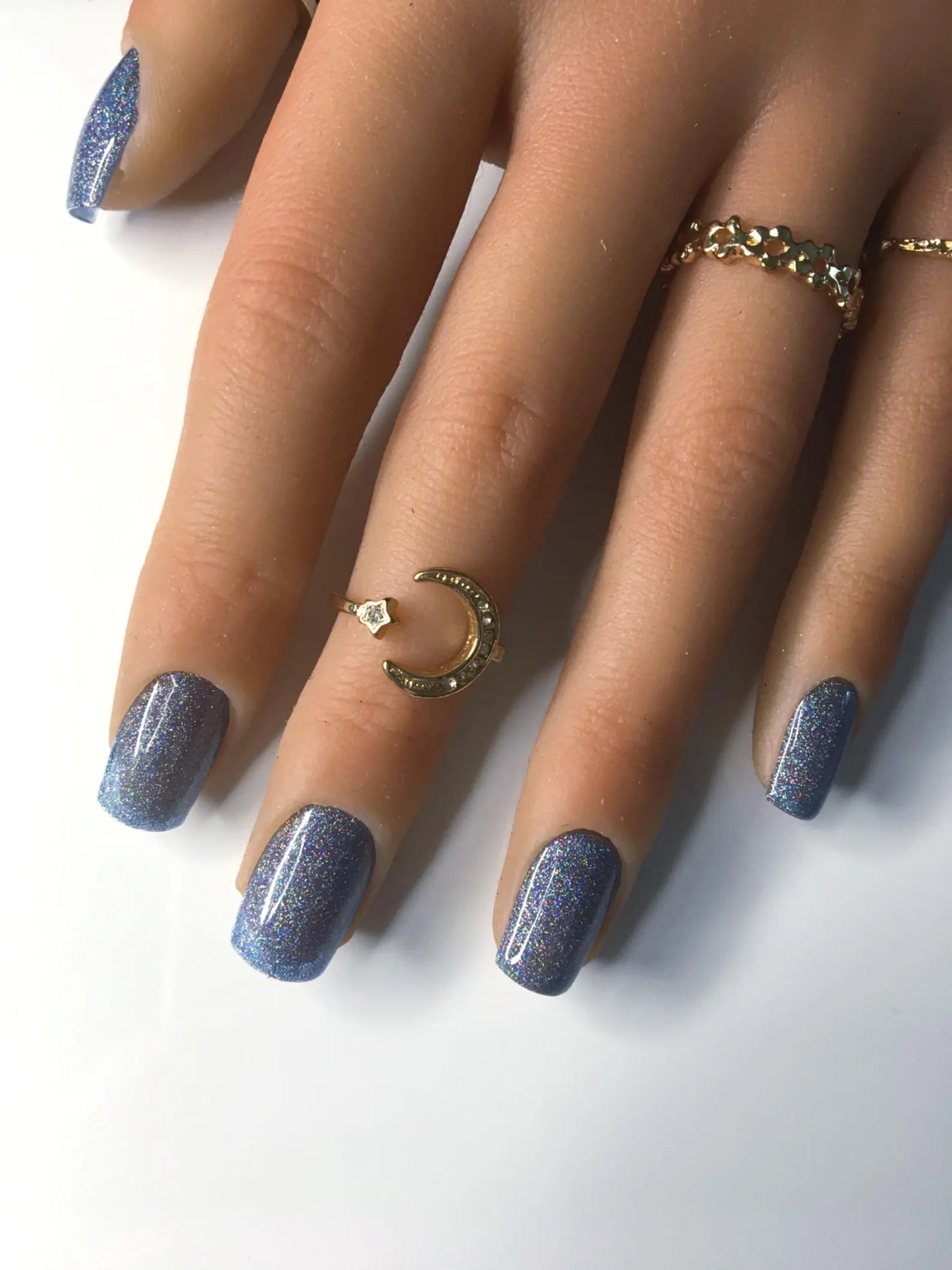 Press on nails Bleu Infini faits main réutilisables