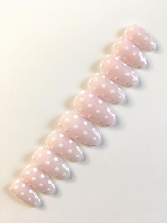 Press on nails Pois Chic faits main réutilisables